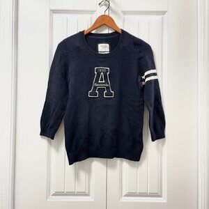 Abercrombie & Fitch Varsity Letter "A" Navy Blue Sweater